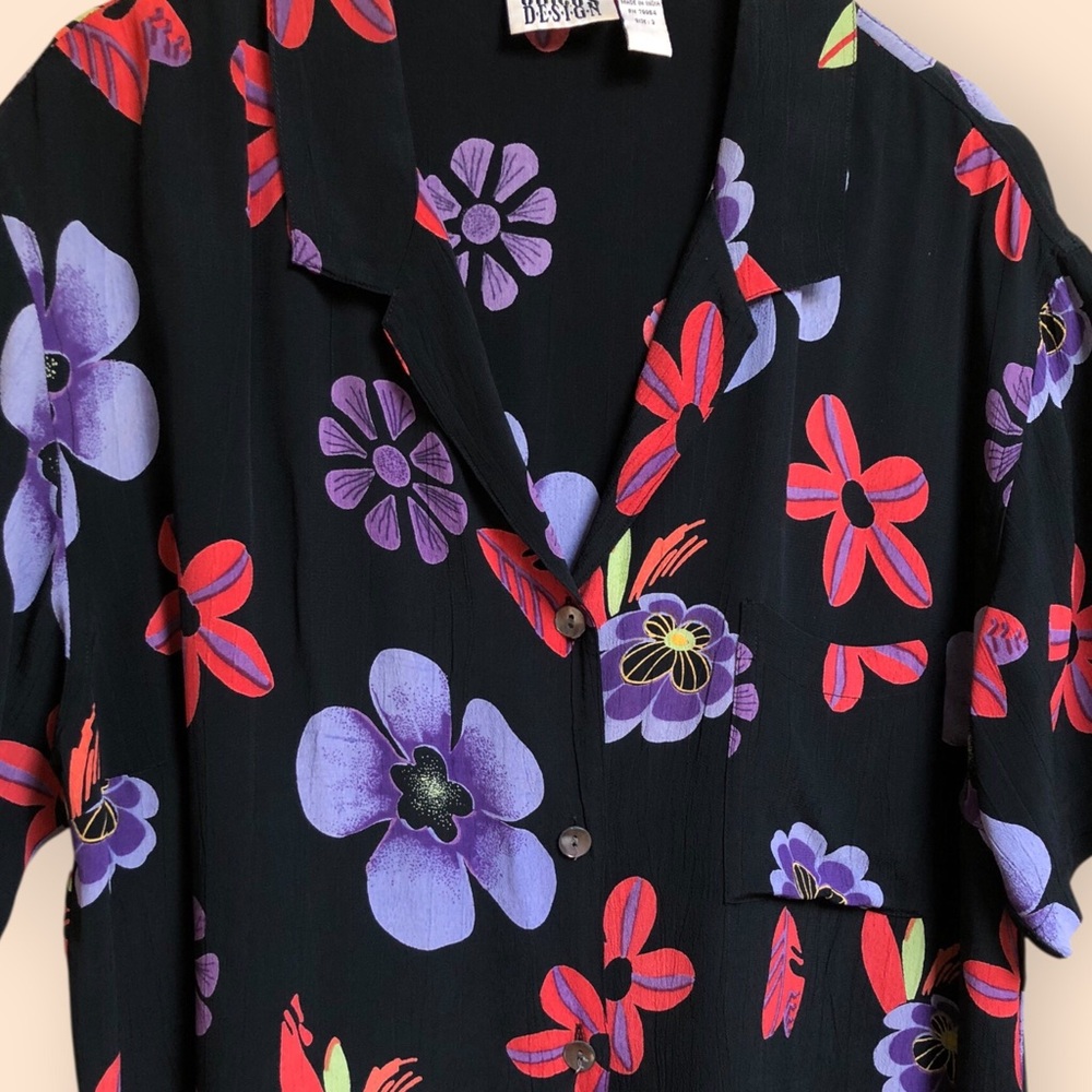 Vintage 90s Y2K Chico’s Design Retro Flower Patterned Casual Shirt Women 3 (XL) - Picture 6 of 8